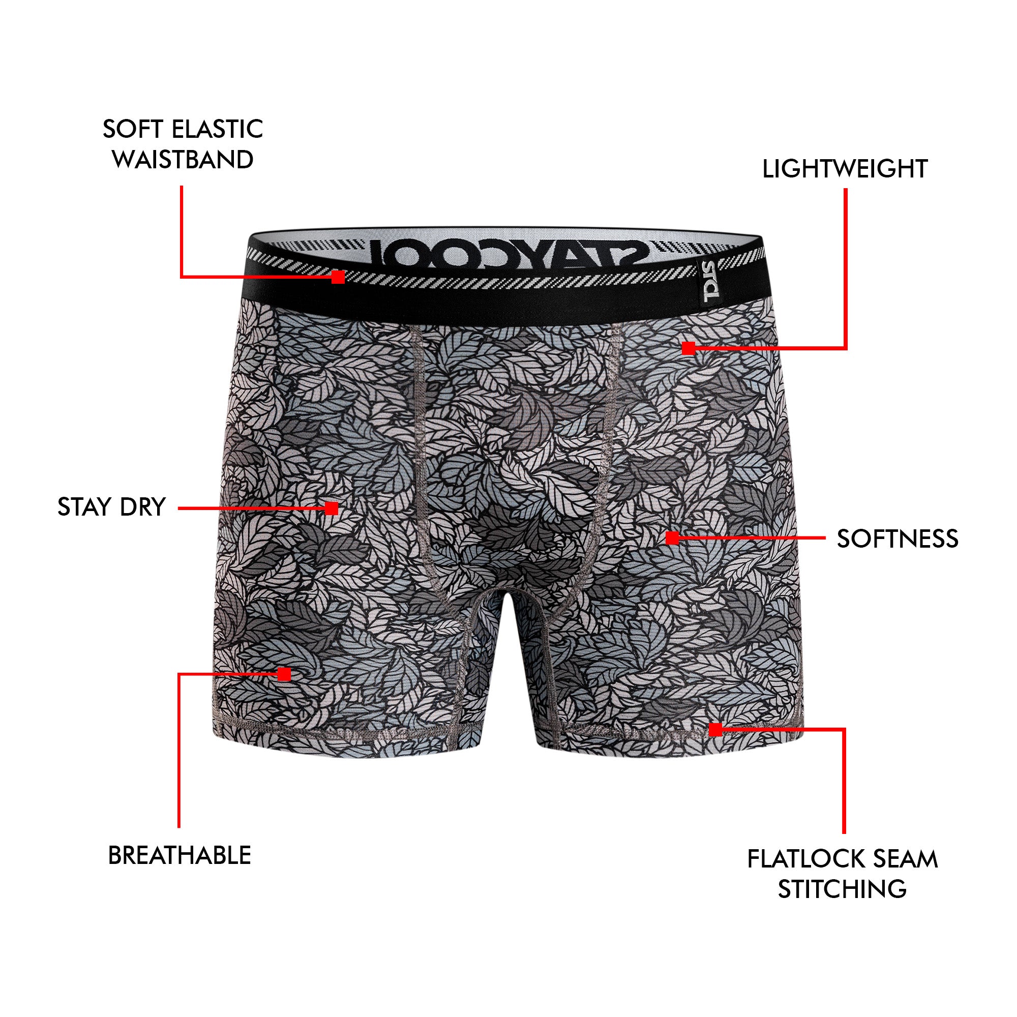 BOXER BRIEF SUPPLECOOL - TWILIGHT LEAF